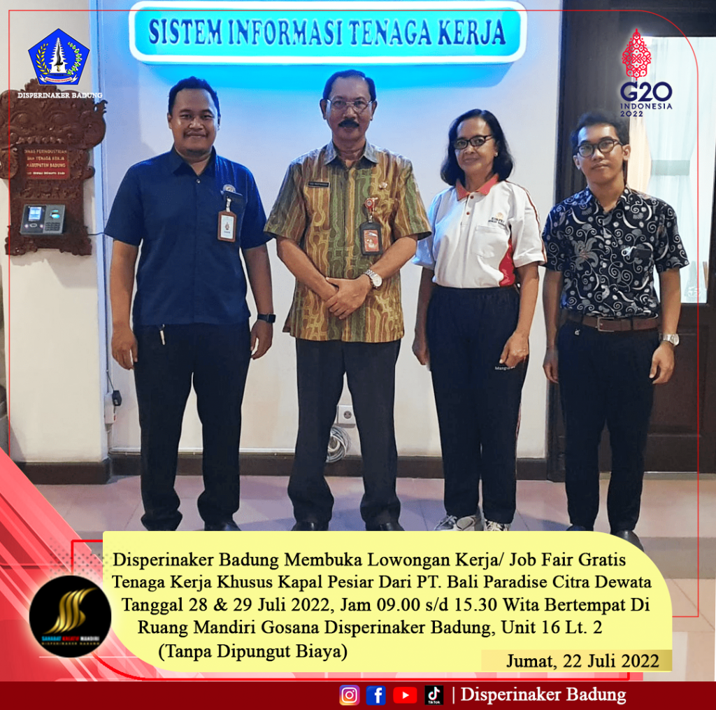 Disperinaker Badung Membuka Lowongan Kerja/ Job Fair Gratis Tenaga Kerja Khusus Kapal Pesiar